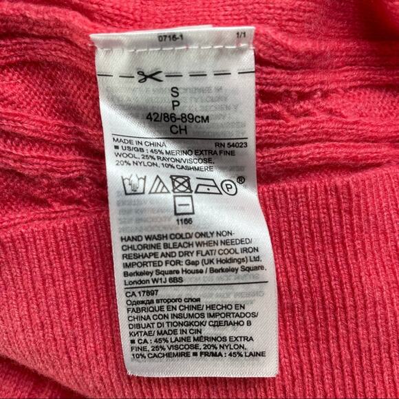 BANANA REPUBLIC PREPPY CABLE KNIT CREW WOOL BLEND SWEATER ORANGE RED SMALL - Picture 5 of 6